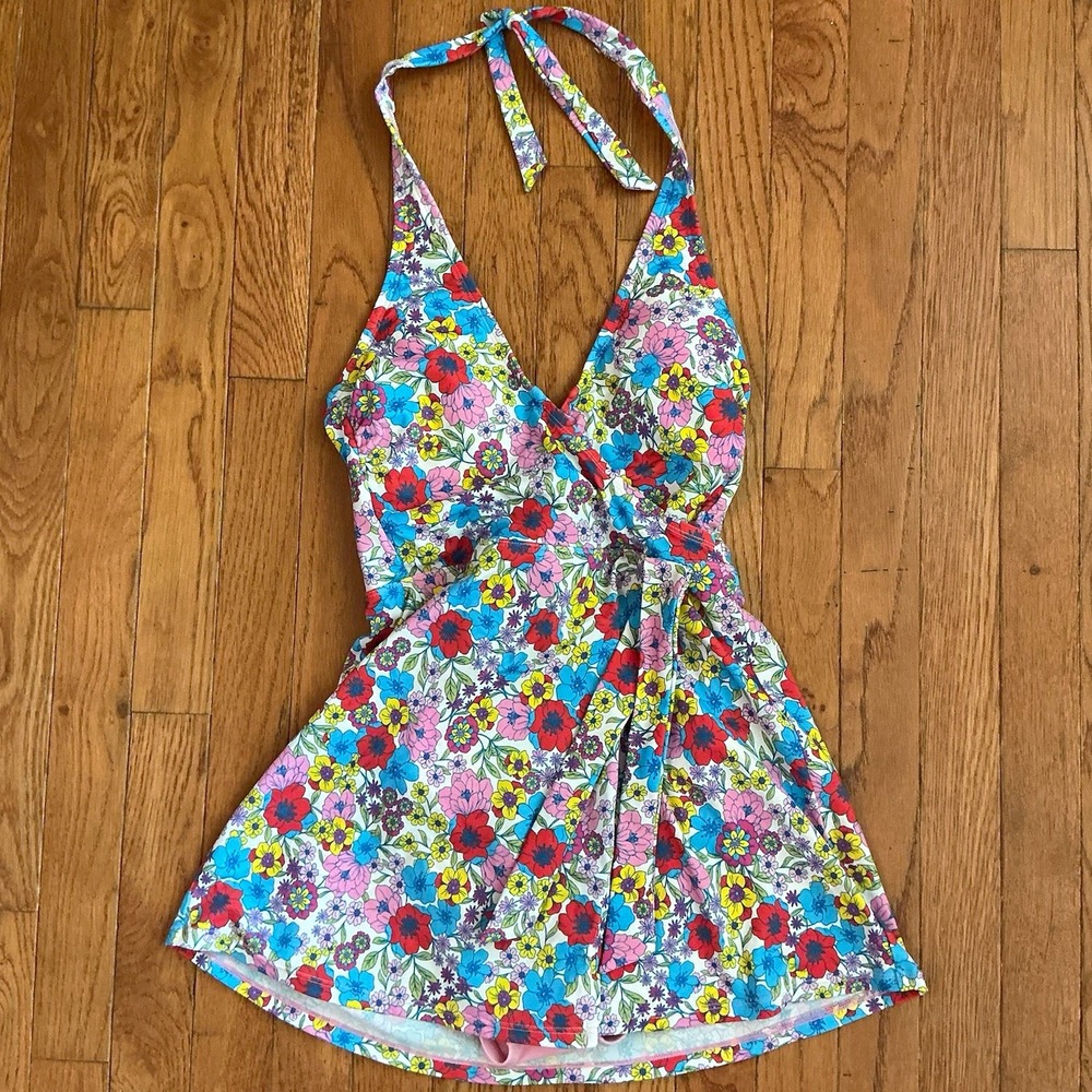 Draper James RSVP Floral Halter Swimdress Swimsuit Lined Size S